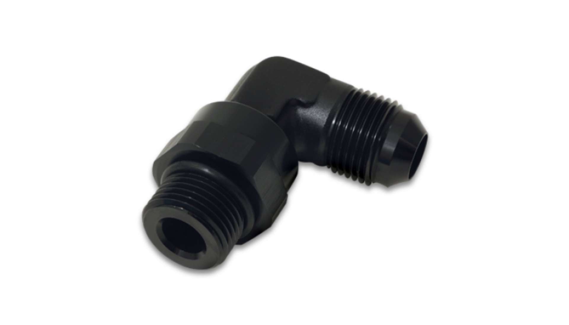 Picture of Vibrant -10AN Male Flare to Male -10AN ORB Swivel 90 Degree Adapter Fitting - Anodized Black