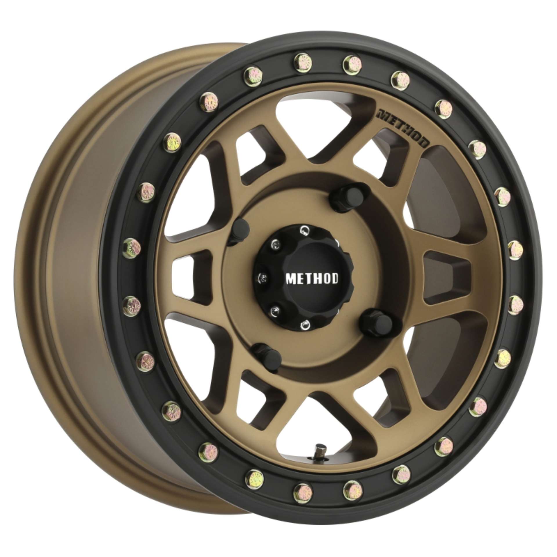 Picture of Method MR405 UTV Beadlock 15x7 5+2-38mm Offset 4x136 106mm CB Method Bronze Wheel - Matte Black Ring