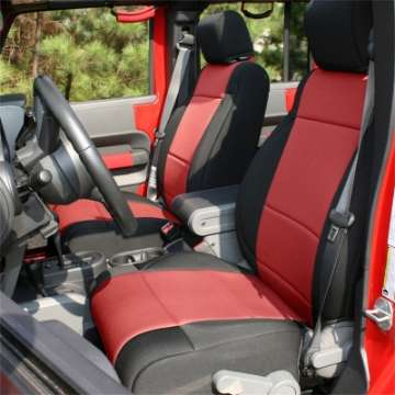 Picture of Rugged Ridge Seat Cover Kit Black-Red 07-10 Jeep Wrangler JK 2dr