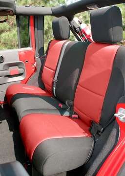 Picture of Rugged Ridge Seat Cover Kit Black-Red 07-10 Jeep Wrangler JK 2dr