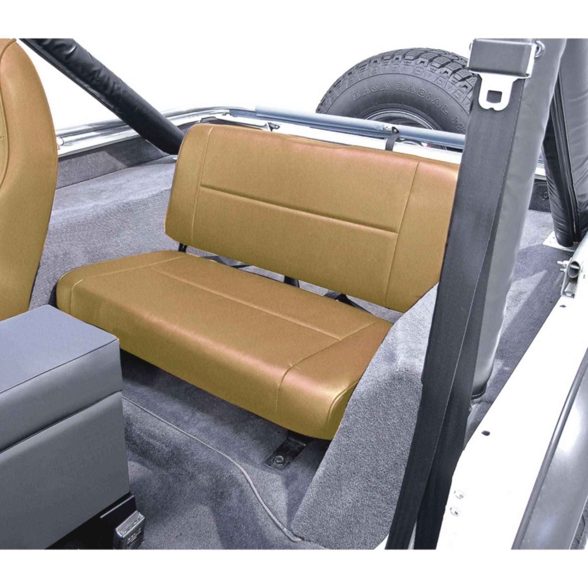 Picture of Rugged Ridge Fixed Rear Seat Tan 55-95 Jeep CJ - Jeep Wrangler