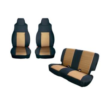 Picture of Rugged Ridge Seat Cover Kit Black-Tan 91-95 Jeep Wrangler YJ