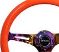 Picture of NRG Classic Wood Grain Steering Wheel 350mm Neon Orange Color w-Neochrome Spokes