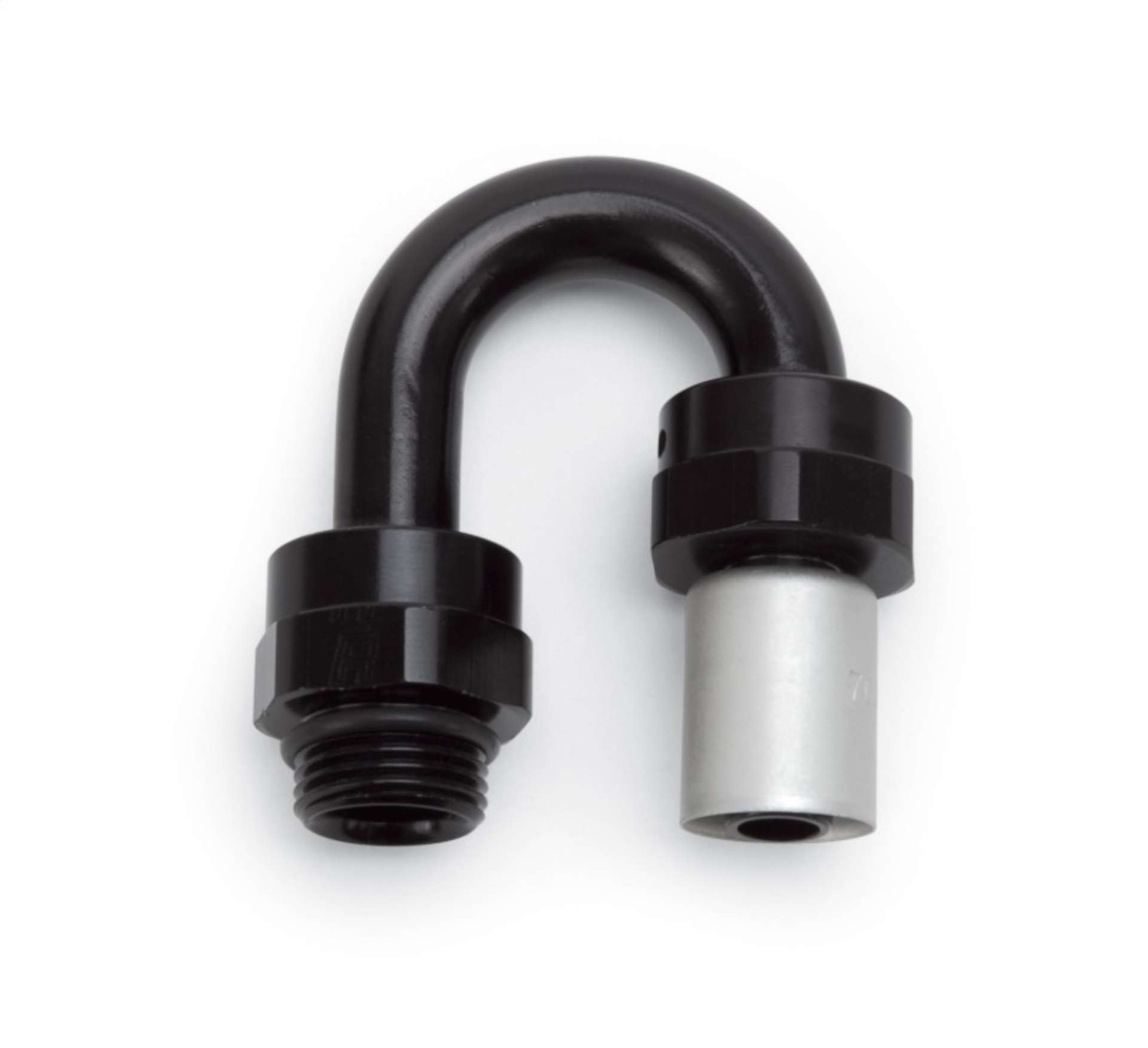 Picture of Russell Performance -6 SAE Port Male to -6 AN Hose 180 Degree Crimp On Hose End - Black Anodized