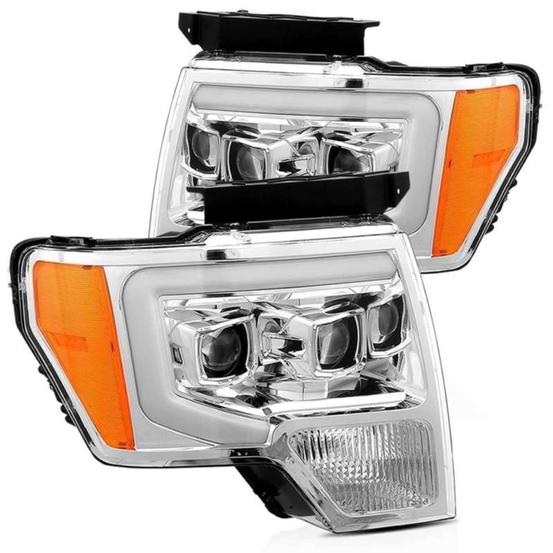 Picture of AlphaRex 09-14 Ford F-150 LUXX LED Proj Headlights Plank Style Chrome w-Activ Light-Seq Signal-DRL