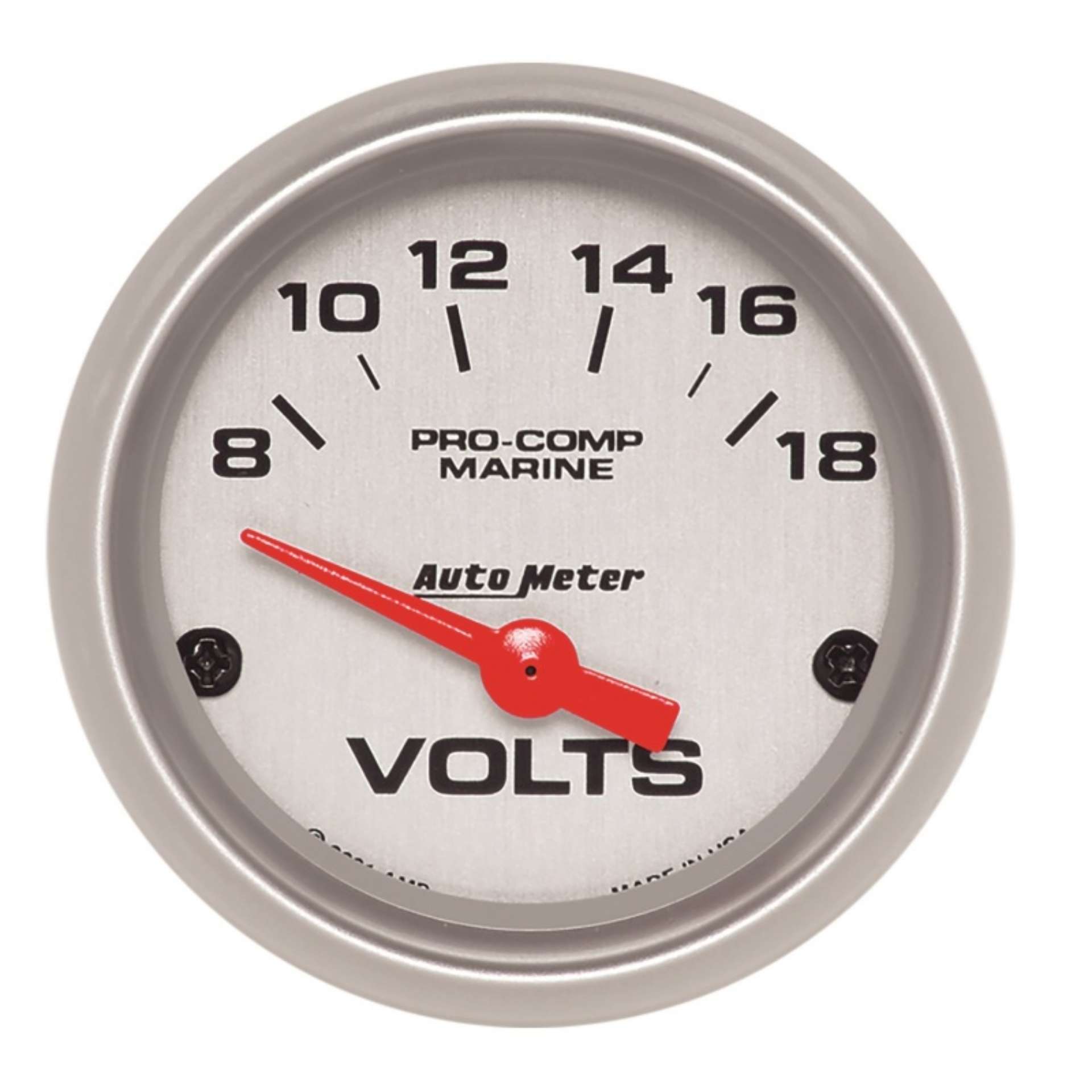 Picture of Autometer Voltmeter 2-1-16in 18V Electric Marine Silver Ultra-Lite Gauge