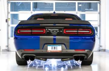 Picture of AWE Tuning 2017+ Dodge Challenger 5-7L Track Edition Exhaust - Diamond Black Quad Tips