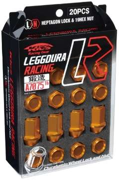 Picture of Project Kics 12x1-50 Leggdura Racing Lug Nuts - Yellow Gold w-Laser Logo 20 Pcs