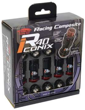 Picture of Project Kics 12x1-50 R40 Iconix Lock & Lug Nuts - Black w-Black Seat w-o Cap 16+4 Locks