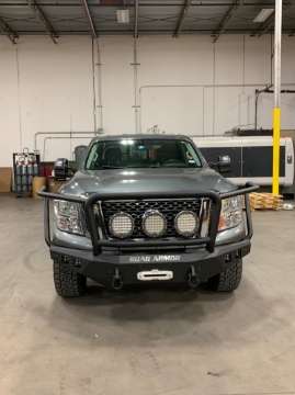 Picture of Road Armor 16-19 Nissan Titan XD Stealth Front Winch Bumper w-Lonestar Guard - Tex Blk