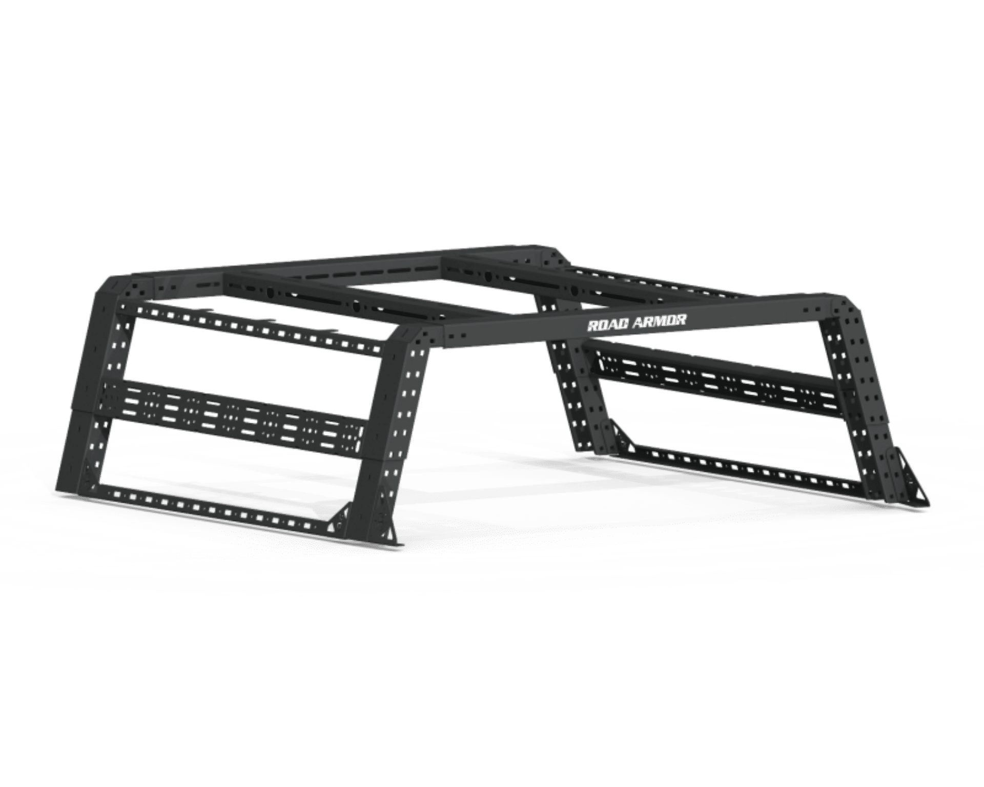 Picture of Road Armor Universal 5-1-2-6ft Beds TRECK Adj Bed Rack Strap-Rails - Tex Blk w-o Brackets