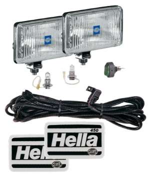 Picture of Hella 450 H3 12V SAE-ECE Fog Lamp Kit Clear - Rectangle Includes 2 Lamps