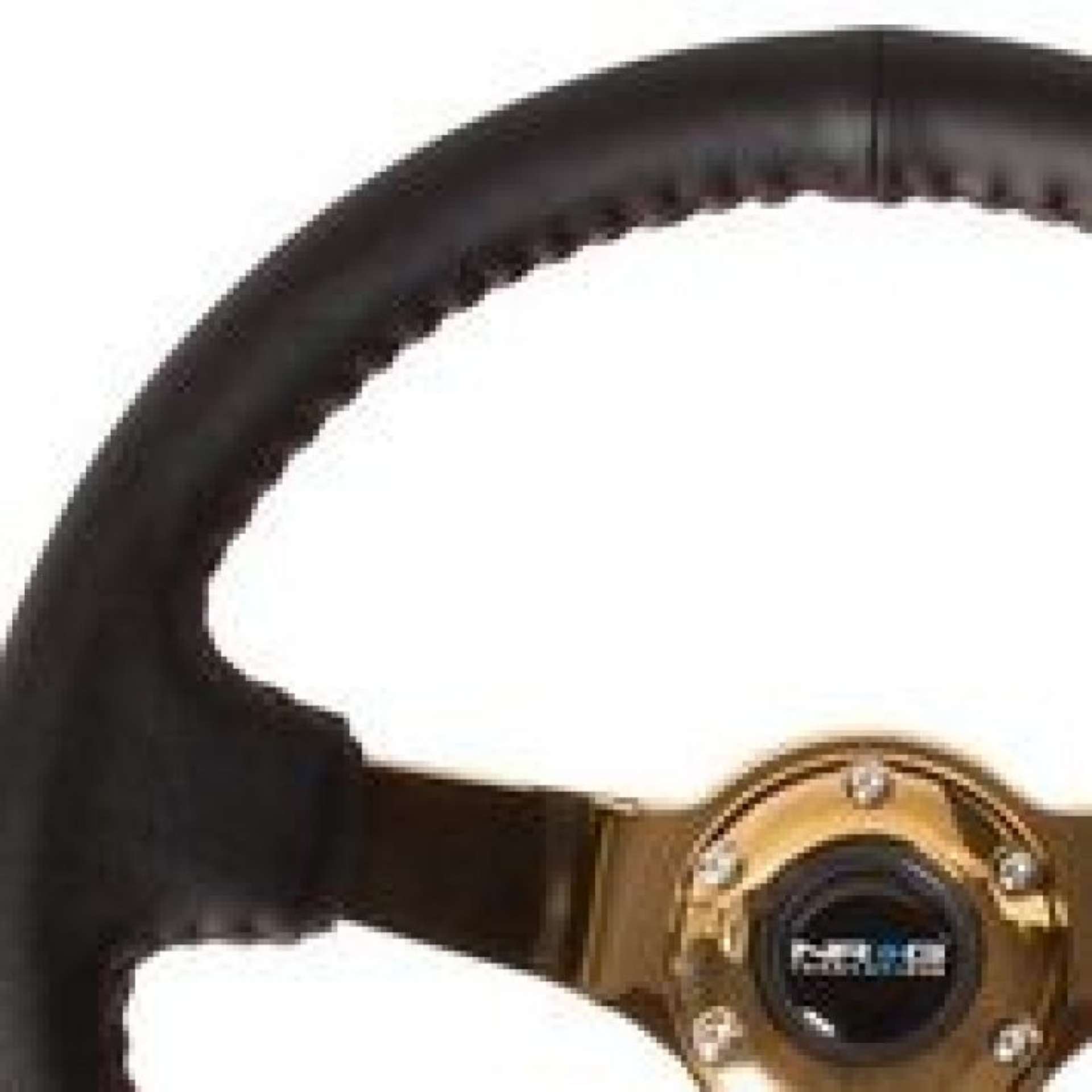 Picture of NRG Reinforced Steering Wheel 3in Deep - 4mm 350mm Blk Leather w-Red BBall Stitch & Gold Spoke