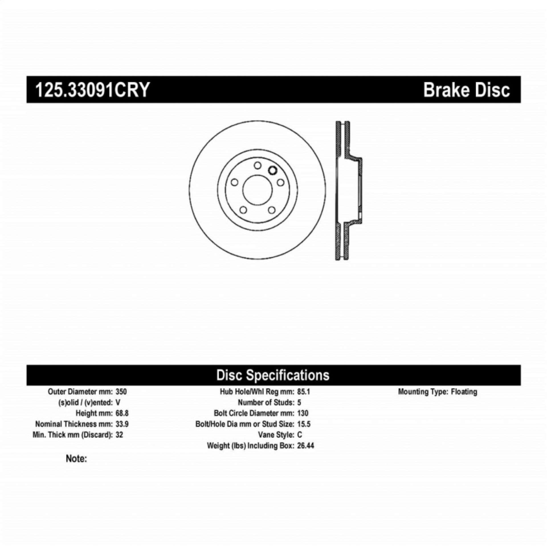 Picture of Centric Premium 03-18 Porsche Cayenne Front Right CRYO-STOP Rotor