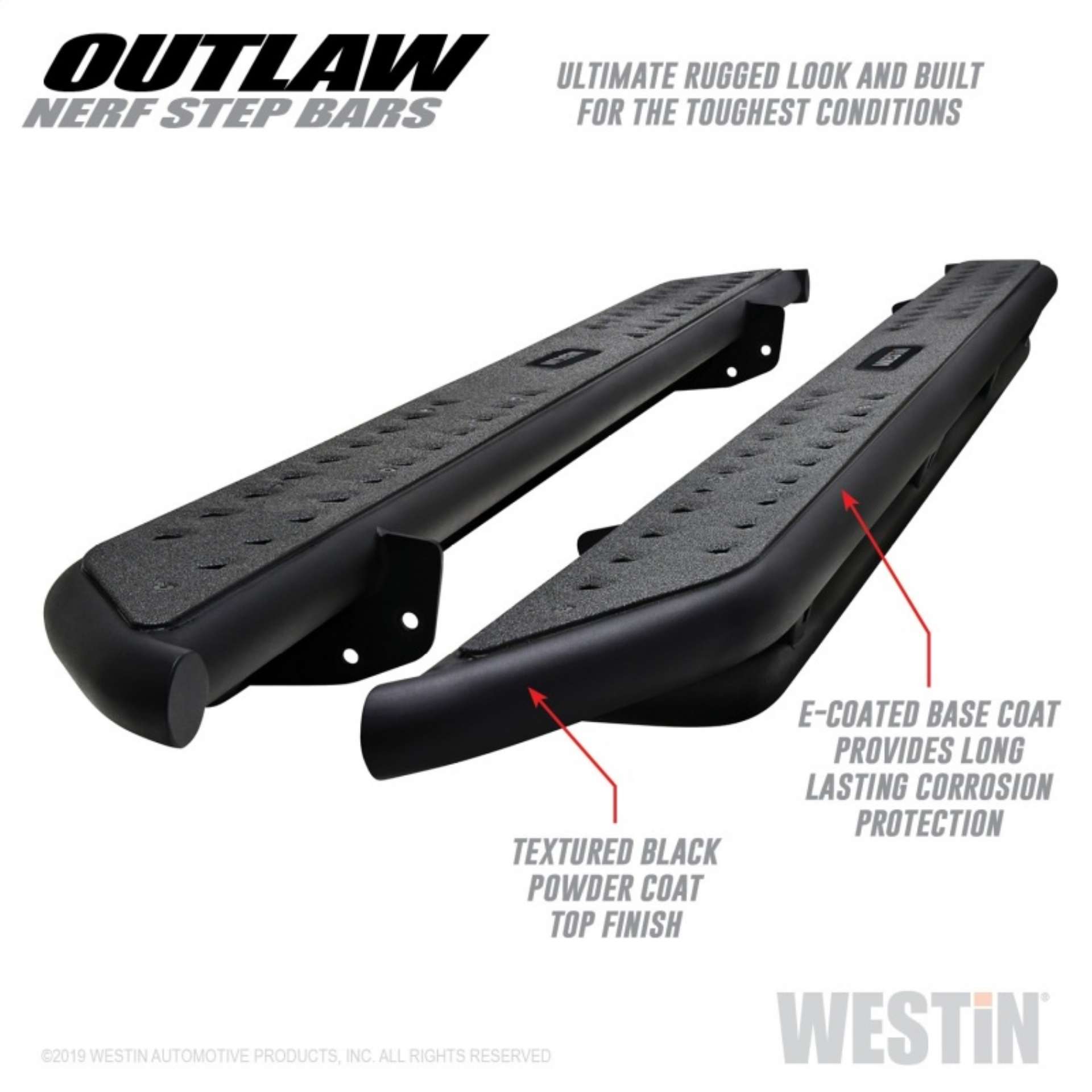 Picture of Westin 15-20 Ford F-150 SuperCab - 17-20 F-250-350 SuperCab Outlaw Nerf Step Bars - Textured Black