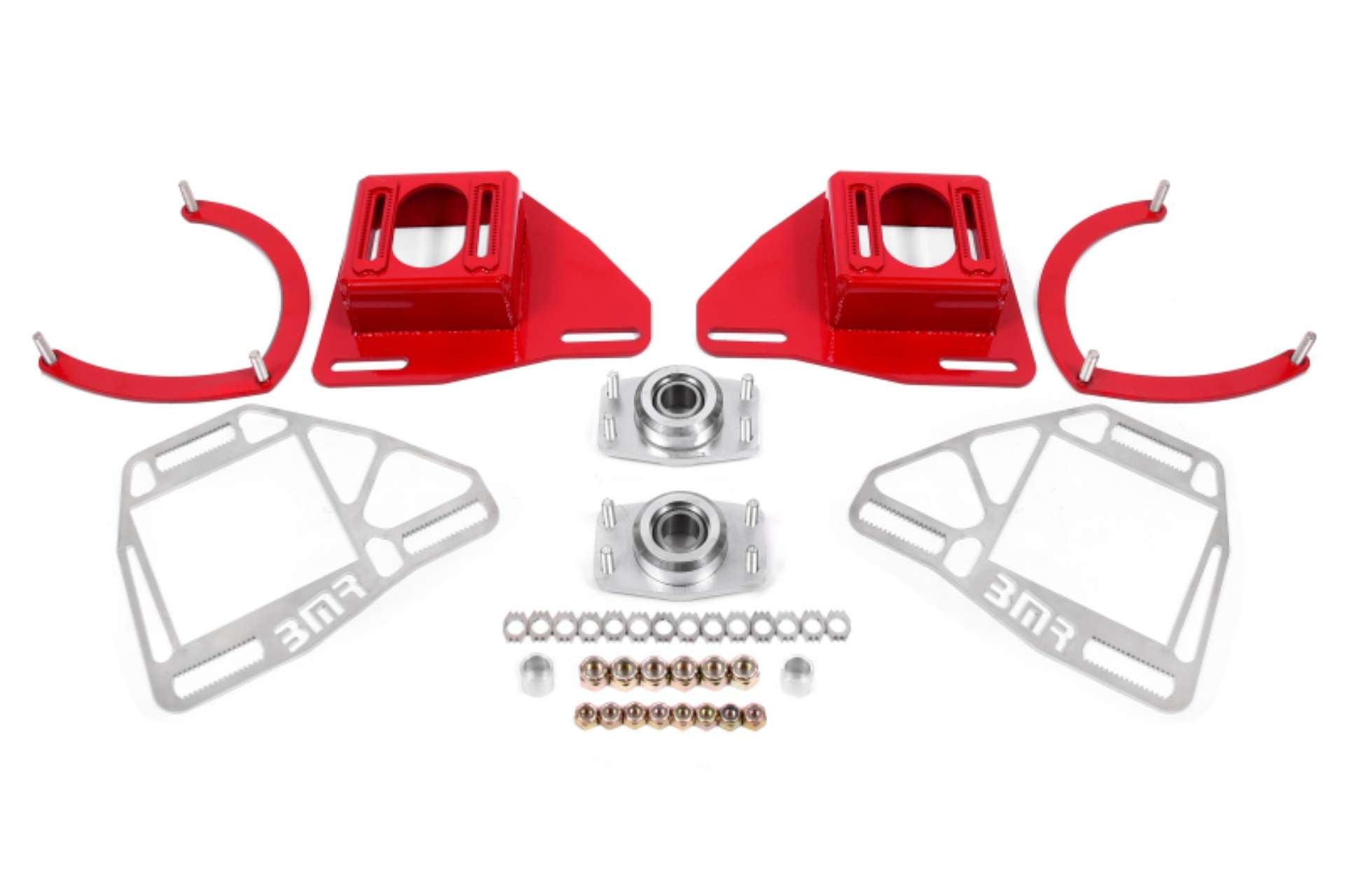 Picture of BMR Suspension 82-92 Chevy Camaro Caster-Camber Plates w- Lockout Plates - Red