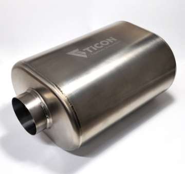 Picture of Ticon Industries 3in Oval Titanium Muffler 3in Center In - 3in Out - 12in Overall Length 1mm--039in