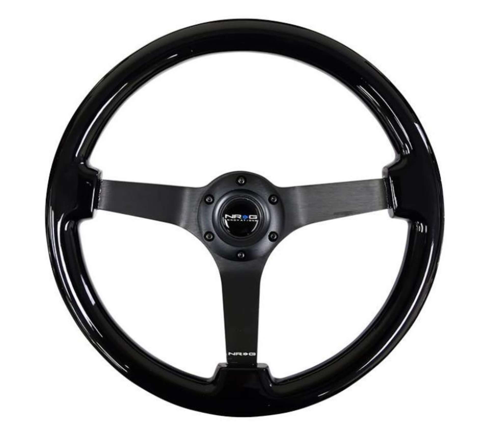 Picture of NRG Reinforced Steering Wheel Classic Wood Grain 350mm - 3in- Deep Matte Black Solid 3-Spoke