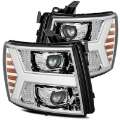 Picture of AlphaRex 07-13 Chevy 1500 LUXX LED Proj Headlights Plank Design Chrome w- Activ Light-Seq Signal-DRL