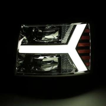 Picture of AlphaRex 07-13 Chevy 1500 LUXX LED Proj Headlights Plank Design Chrome w- Activ Light-Seq Signal-DRL