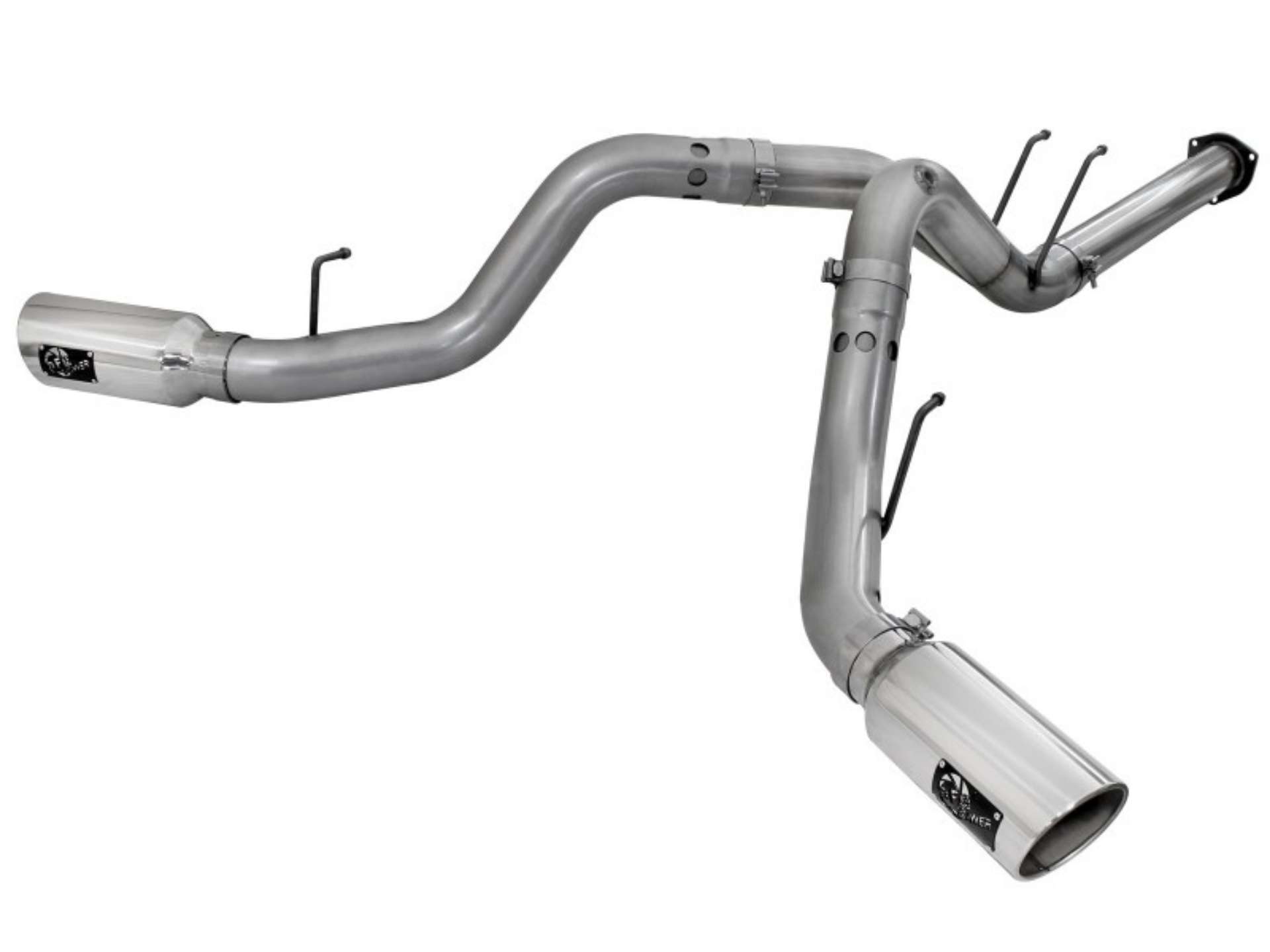 Picture of aFe Large Bore-HD 4in 409 Stainless Steel DPF-Back Exhaust w-Polished Tips 15-16 Ford Diesel Truck