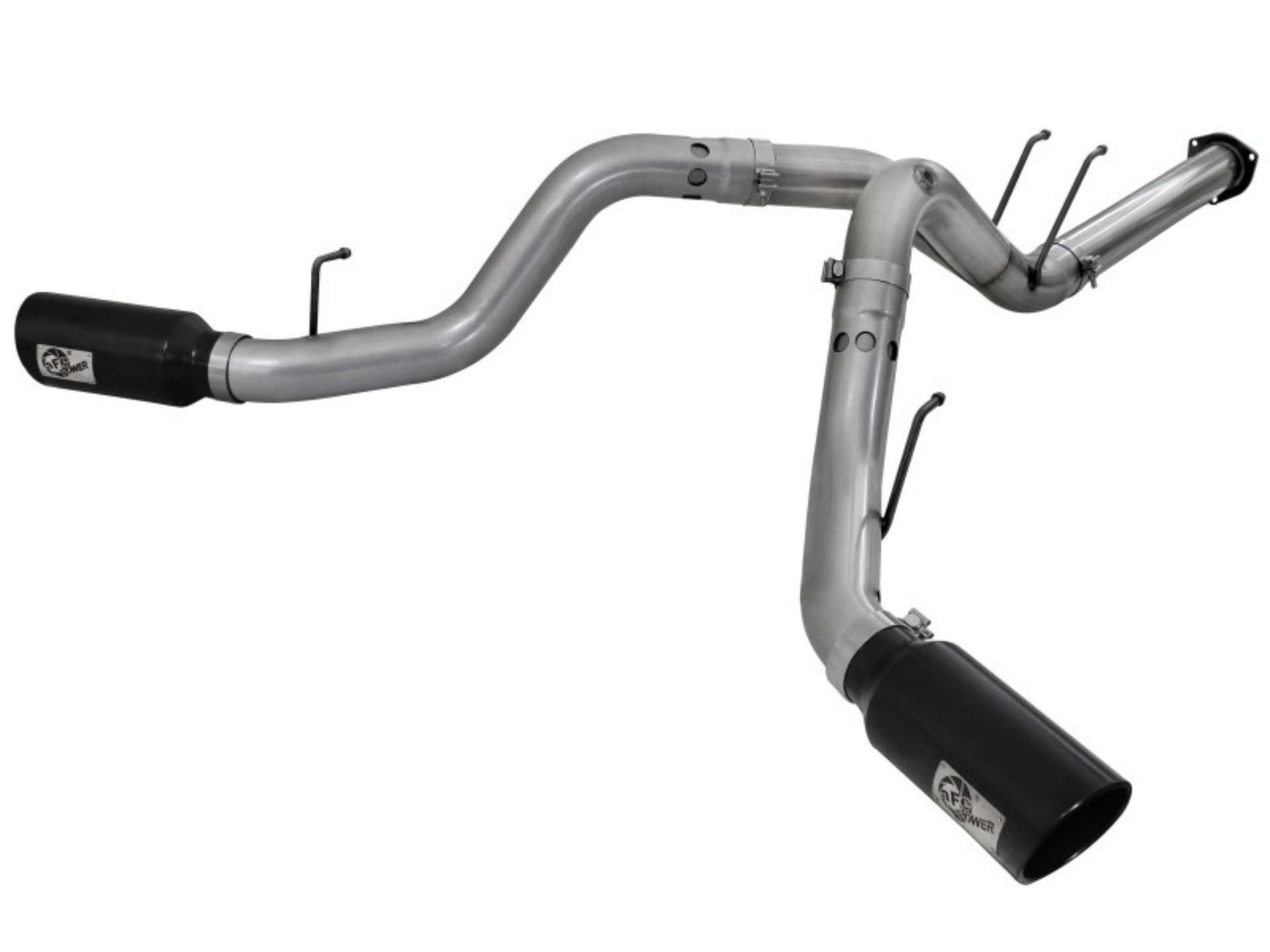 Picture of aFe Large Bore-HD 4in 409 Stainless Steel DPF-Back Exhaust w-Black Tip 15-16 Ford Diesel V8 Trucks