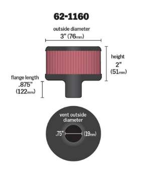 Picture of K&N Filter 3-4in Vent 3in Diameter 2in Height