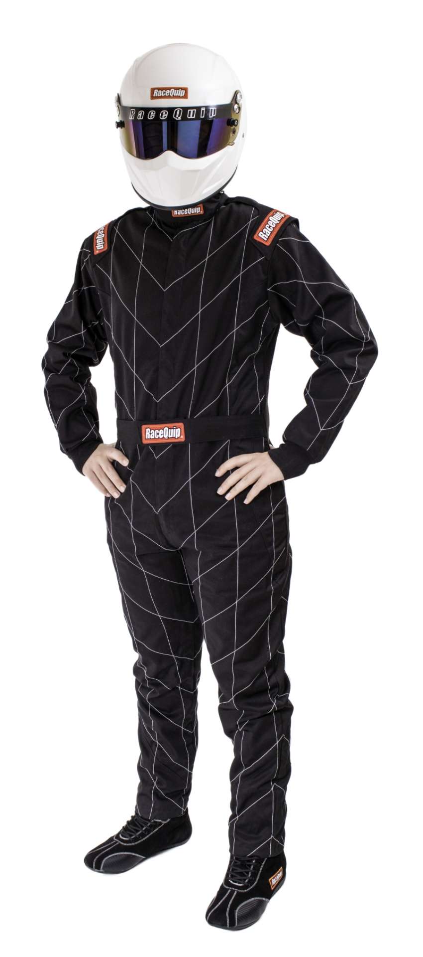 Picture of RaceQuip Black Chevron-1 Suit - SFI-1 Large