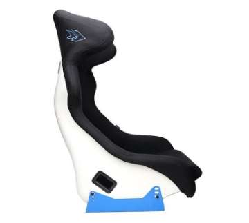 Picture of NRG FRP Bucket Seat - White Finish with Arrow Embroidery And Blue Side Mount Bracket