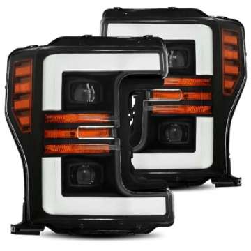 Picture of AlphaRex 17-19 Ford F-250 SD PRO-Series Proj Headlight Plnk Style Matte Blk w-Activ Light-Seq Signal