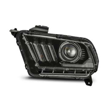 Picture of AlphaRex 10-12 Ford Mustang PRO-Series Projector Headlights Plank Style Jet Black w-Top-Bottom DRL