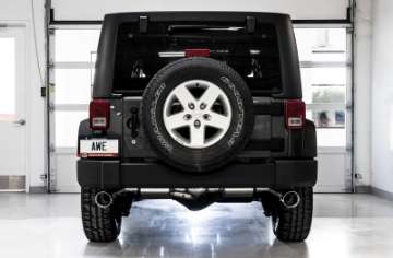 Picture of AWE Tuning 07-18 Jeep Wrangler JK-JKU 3-6L Tread Edition Axle-Back Dual Exhaust - Chrome Silver Tips