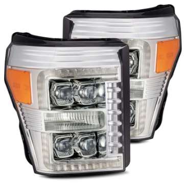 Picture of AlphaRex 11-16 Ford F-350 SD NOVA LED Proj Headlights Plank Style Chrm w-Activ Light-Seq Signal