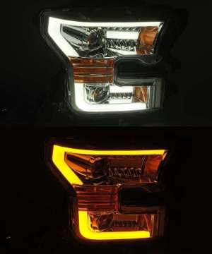 Picture of AlphaRex 15-17 Ford F-150 PRO-Series Projector Headlights Plank Style Chrm w-Activ Light-Seq Signal