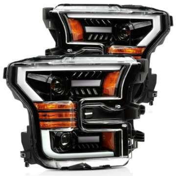 Picture of AlphaRex 15-17 Ford F-150 PRO-Series Proj Headlights Plank Style Gloss Blk w-Activ Light-Seq Signal