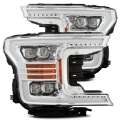 Picture of AlphaRex 18-19 Ford F-150 NOVA LED Projector Headlights Plank Style Chrome w-ActivLight-Seq Signal