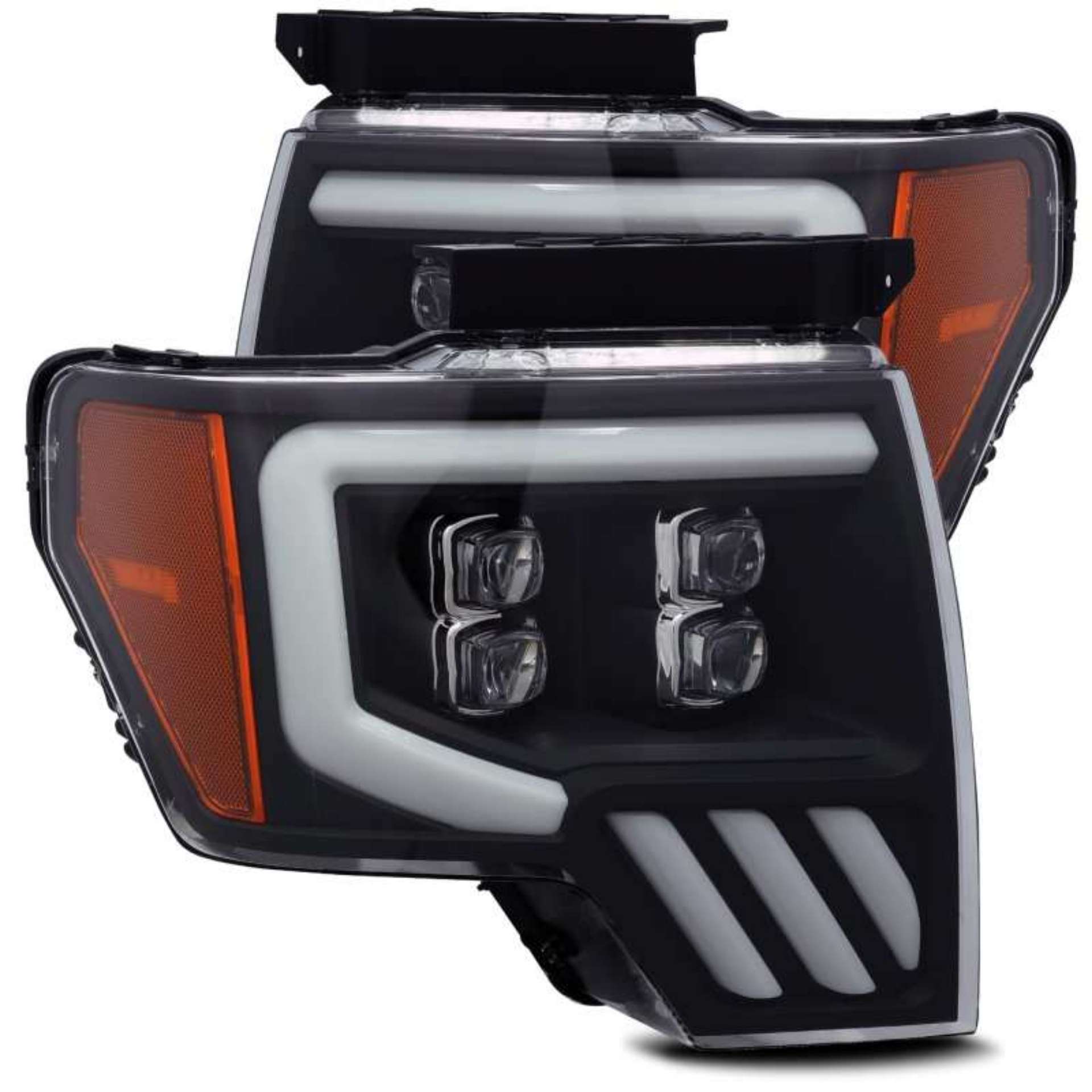 Picture of AlphaRex 09-14 Ford F-150 NOVA LED Proj Headlights Plank Style Matte Black w-Activ Light-Seq Signal