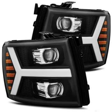 Picture of AlphaRex 07-13 Chevy 1500HD PRO-Series Proj Headlight Plank Style Matte Blk w-Activ Light-Seq Signal