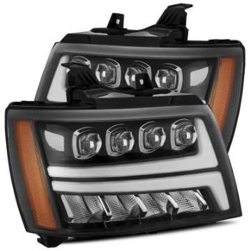 Picture of AlphaRex 07-13 Chevy Avalanche NOVA LED Proj Headlights Plank Style Gloss Black w-Activ Light-DRL