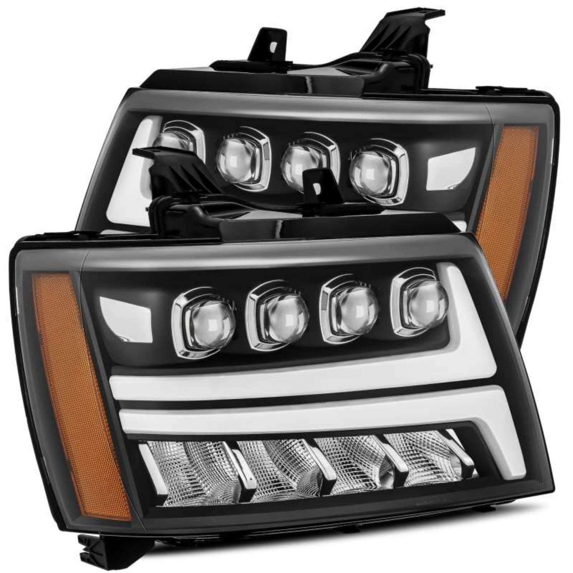 Picture of AlphaRex 07-13 Chevy Avalanche NOVA LED Proj Headlights Plank Style Matte Black w-Activ Light-DRL