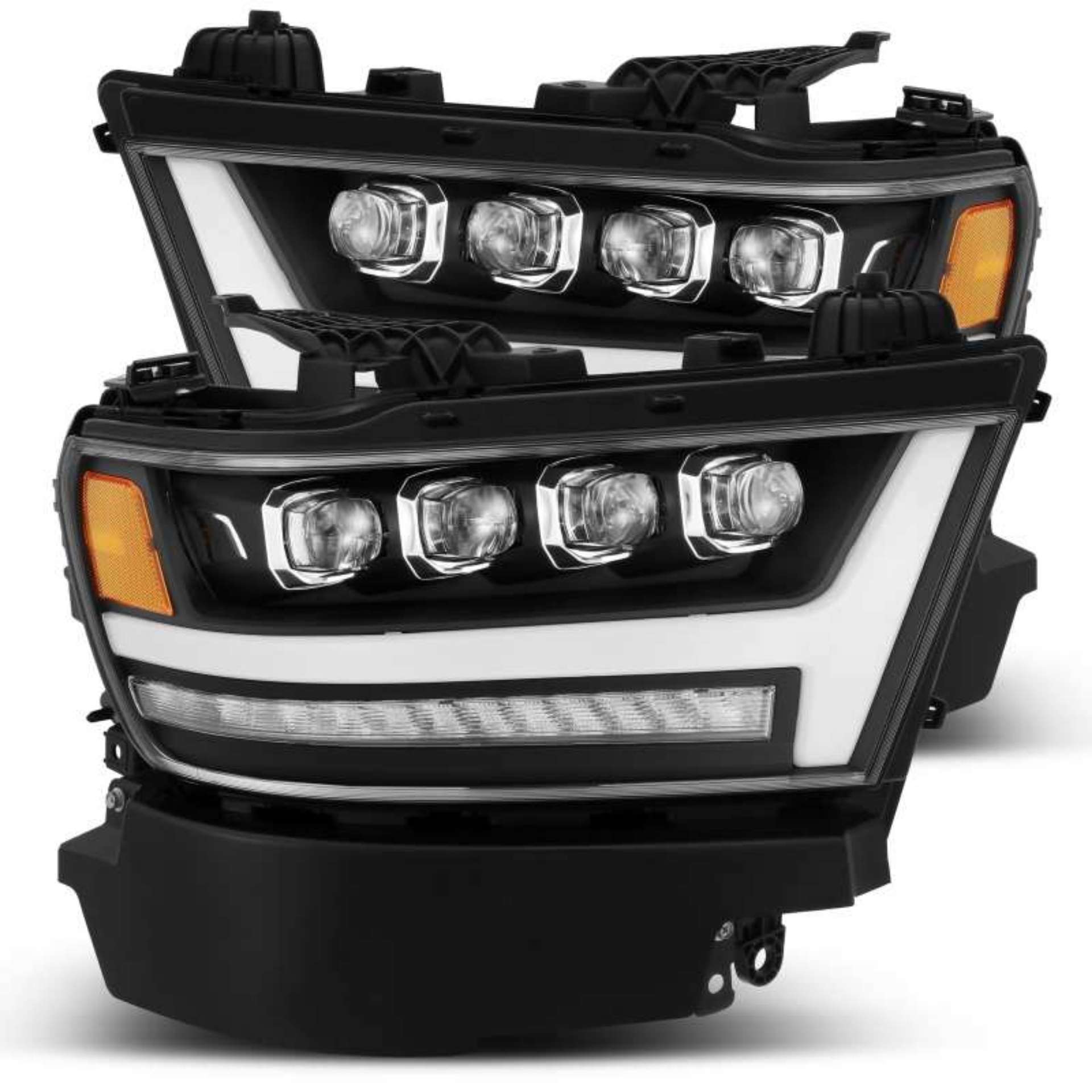 Picture of AlphaRex 19-20 Ram 1500HD NOVA LED Proj Headlight Plank Style Matte Blk w-Activ Light-Seq Signal-DRL