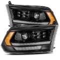 Picture of AlphaRex 09-18 Dodge Ram 2500HD LUXX LED Proj Headlights Plank Style Black w-Seq Signal-Smoked DRL