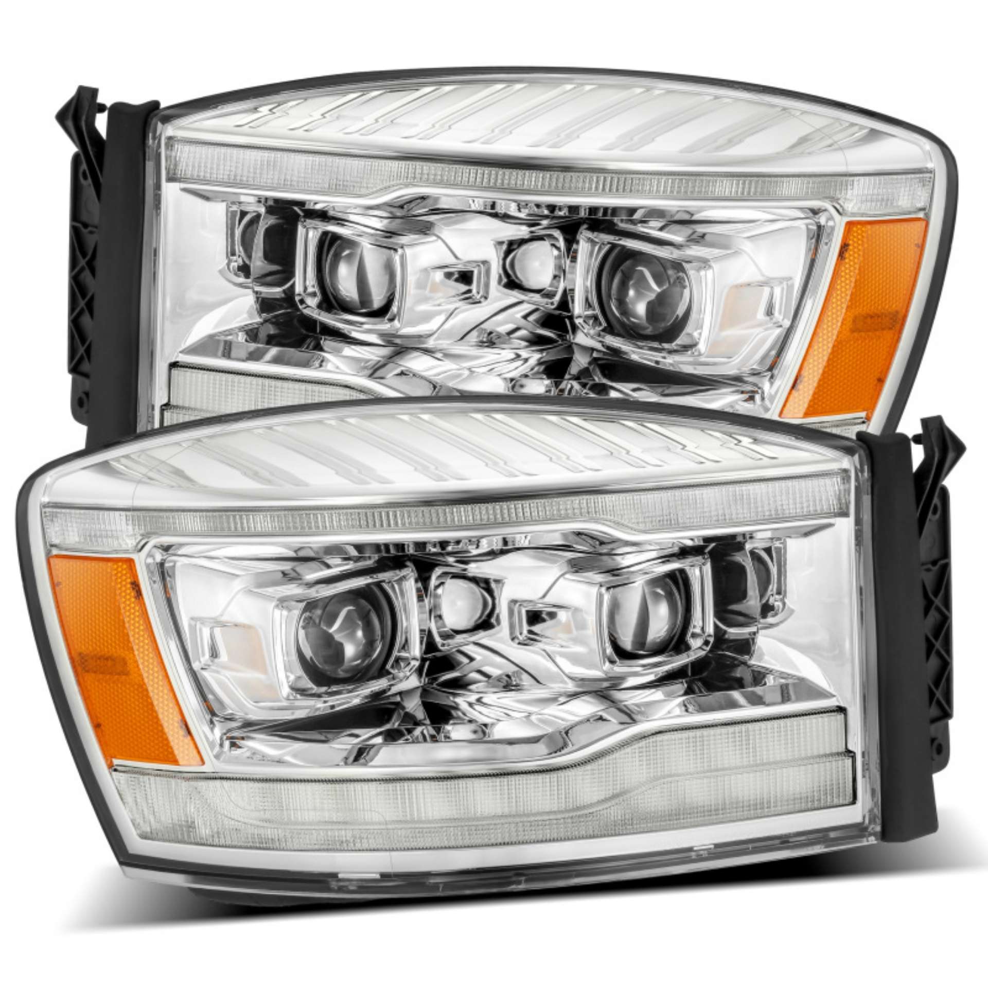 Picture of AlphaRex 06-08 Dodge Ram 1500HD PRO-Series Projector Headlights Plank Style Chrome w-Seq Signal-DRL