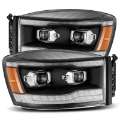 Picture of AlphaRex 06-08 Dodge Ram 1500HD PRO-Series Projector Headlights Plank Style Black w-Seq Signal-DRL