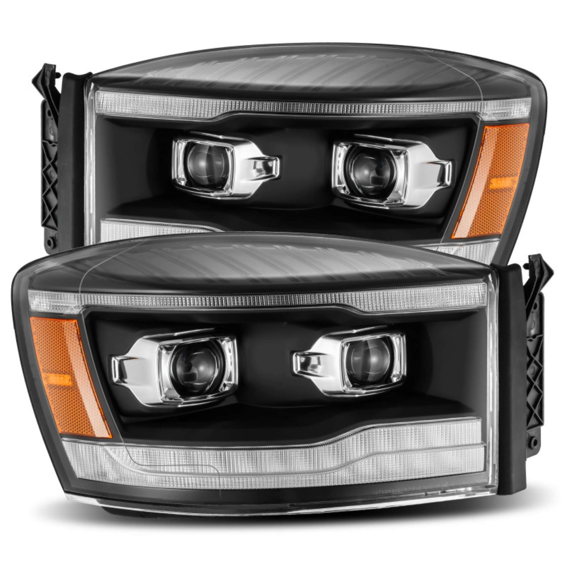 Picture of AlphaRex 06-08 Dodge Ram 1500HD LUXX LED Projector Headlights Plank Style Black w-Seq Signal-DRL