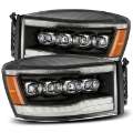 Picture of AlphaRex 06-08 Dodge Ram 1500HD NOVA LED ProjHeadlights Plank Style Blk w-Seq Signal-DRL-Amber LED