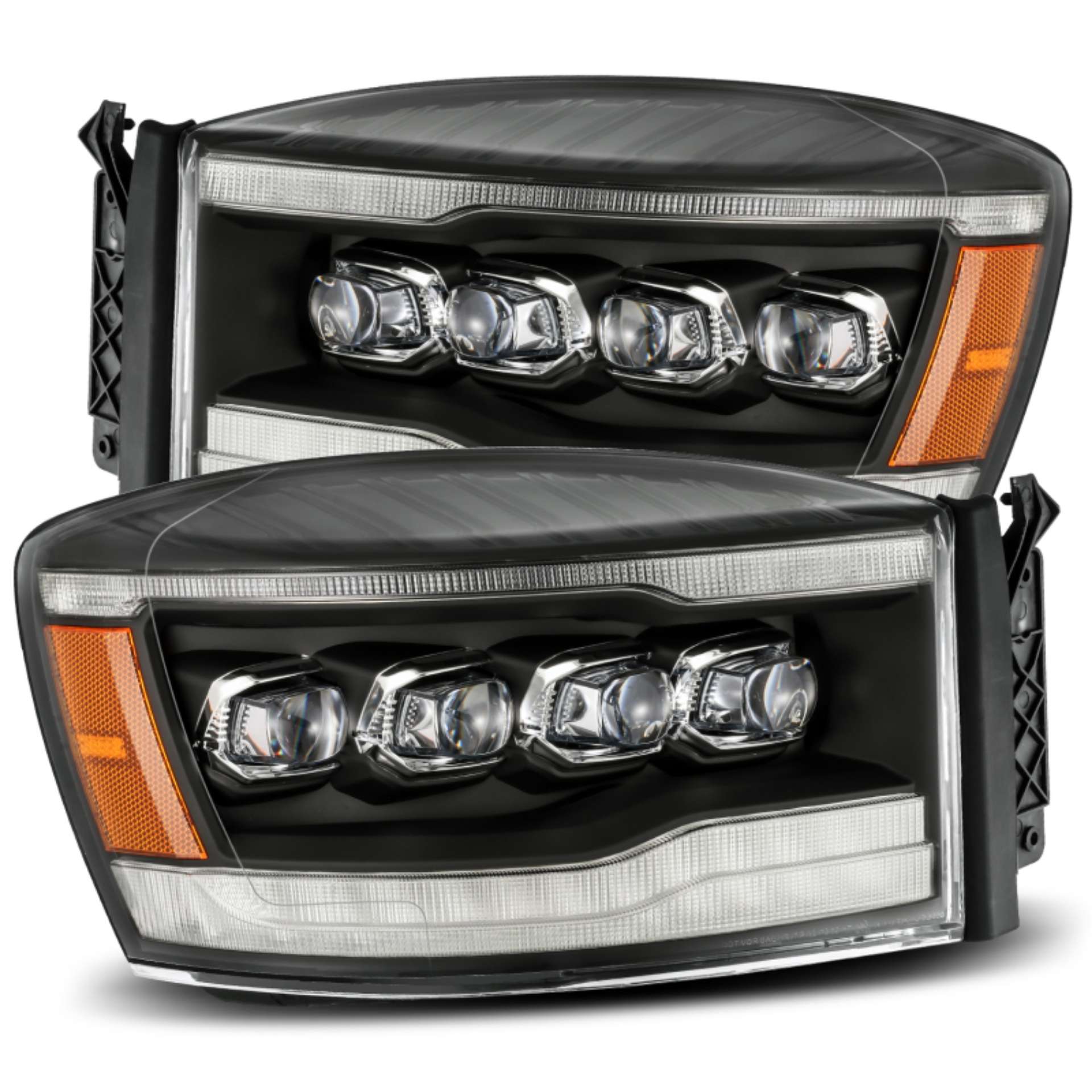 Picture of AlphaRex 06-08 Dodge Ram 1500HD NOVA LED ProjHeadlights Plank Style Blk w-Seq Signal-DRL-Amber LED