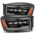 Picture of AlphaRex 06-08 Ram 1500HD NOVA LED Proj Headlights Plnk Style Alpha Blk w-Seq Signal-DRL-Amber LED