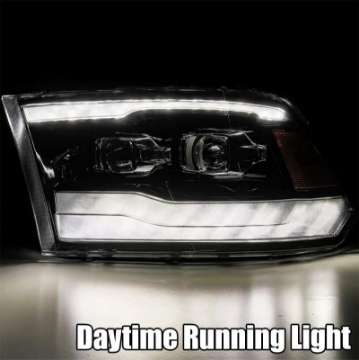 Picture of AlphaRex 09-18 Ram 1500HD LUXX Proj Headlight Plnk Style Jet Blk w-Activ Light-Seq Signal-Smoked DRL