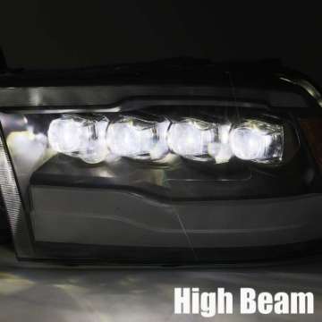 Picture of AlphaRex 09-18 Dodge Ram 1500HD NOVA LED Projector Headlights Plank Style Design Alpha Black w-DRL